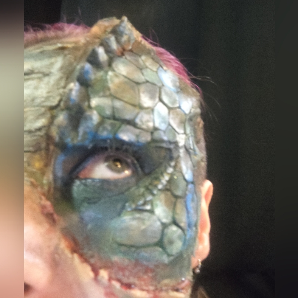 hand made reptiliann latex  prostetic costume, dress up,film